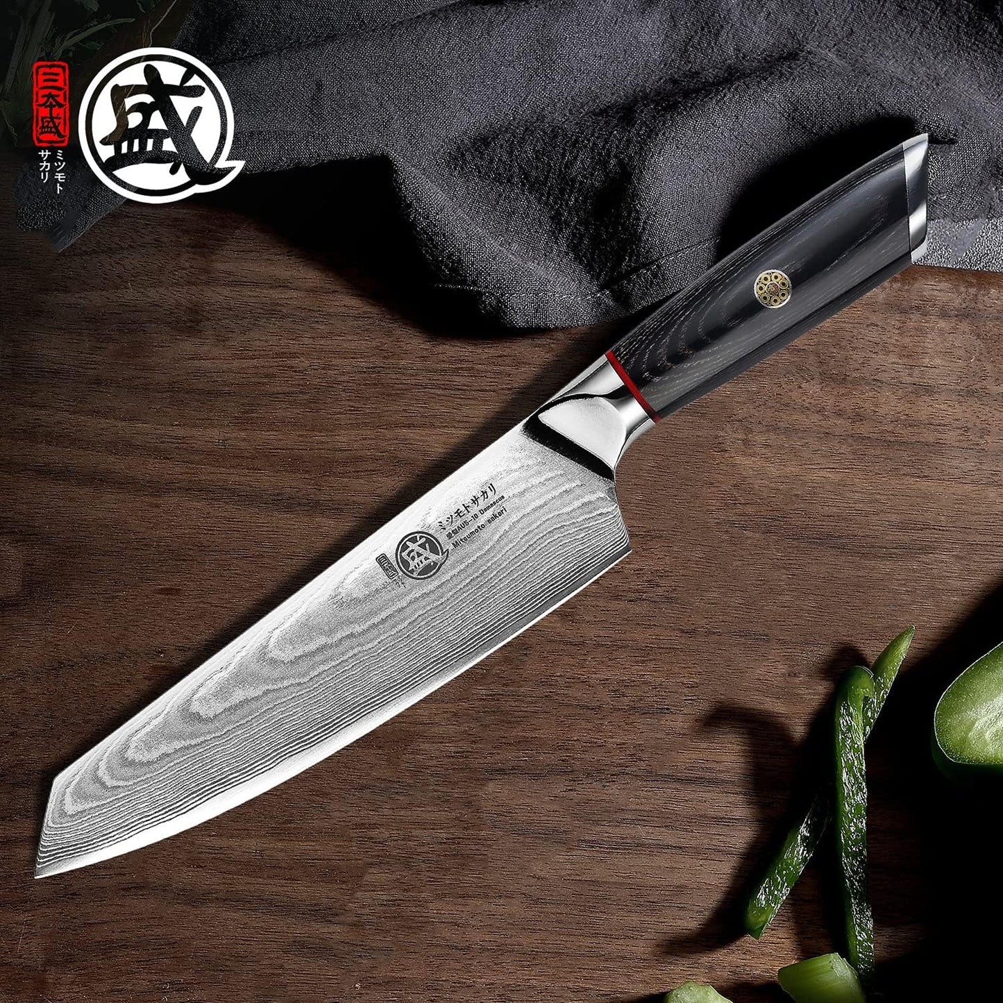 7-Inch Japanese Kiritsuke Chef Knife, AUS-10 Damascus | 67-Layer Forged Construction, Deep-Cryo Heat Treatment, Precision Tip Control, Pakkawood Handle, Sandalwood Box