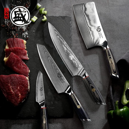7-Inch Japanese Kiritsuke Chef Knife, AUS-10 Damascus | 67-Layer Forged Construction, Deep-Cryo Heat Treatment, Precision Tip Control, Pakkawood Handle, Sandalwood Box