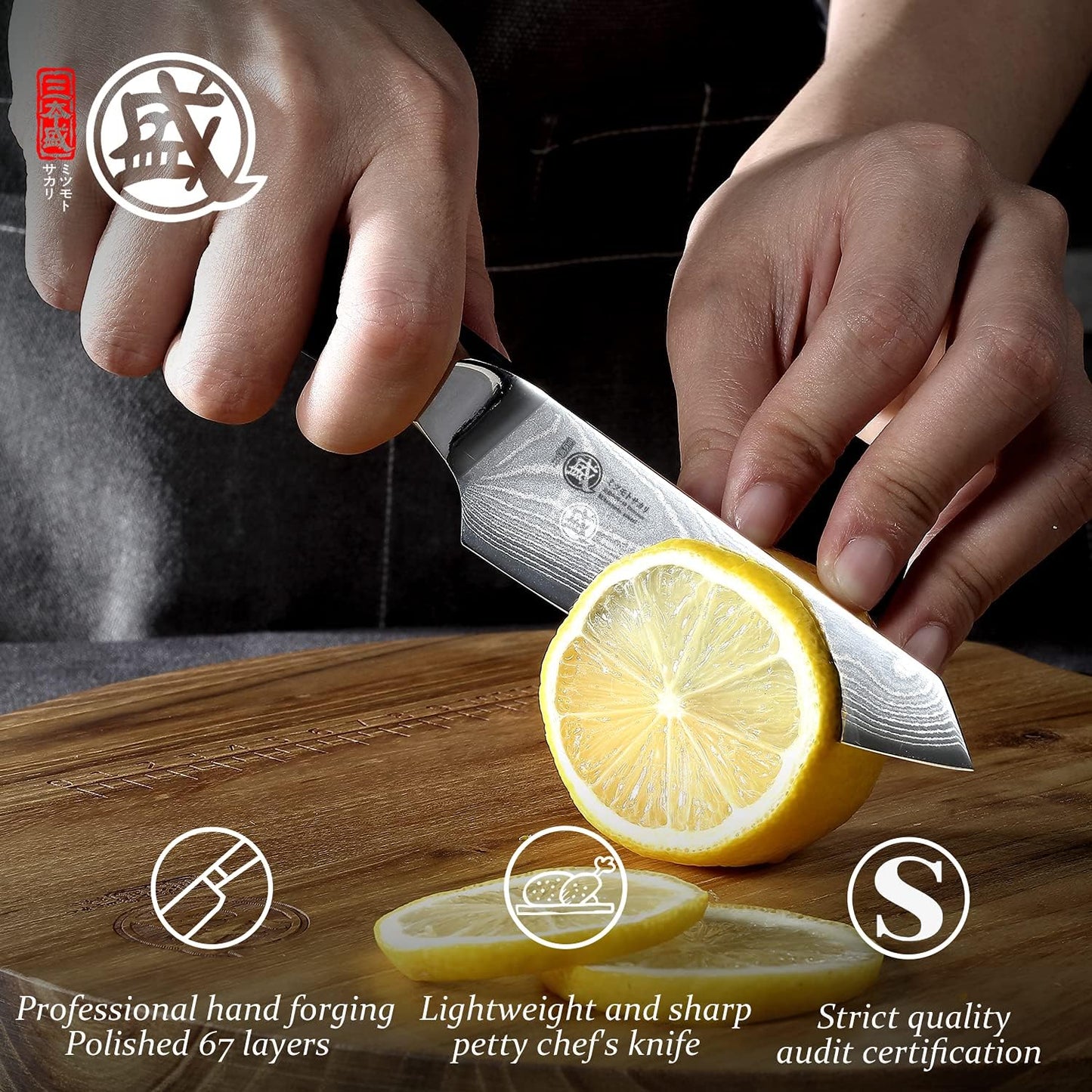 7-Inch Japanese Kiritsuke Chef Knife, AUS-10 Damascus | 67-Layer Forged Construction, Deep-Cryo Heat Treatment, Precision Tip Control, Pakkawood Handle, Sandalwood Box