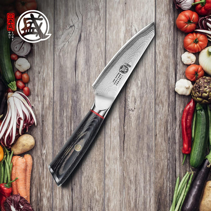 7-Inch Japanese Kiritsuke Chef Knife, AUS-10 Damascus | 67-Layer Forged Construction, Deep-Cryo Heat Treatment, Precision Tip Control, Pakkawood Handle, Sandalwood Box