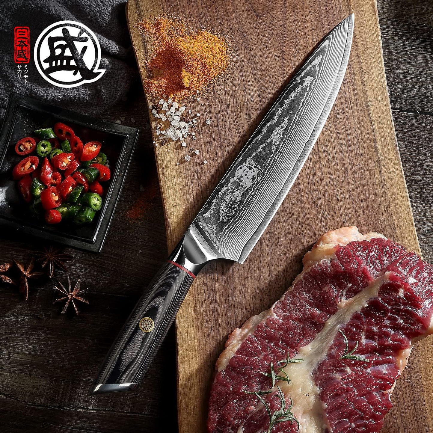 7-Inch Japanese Kiritsuke Chef Knife, AUS-10 Damascus | 67-Layer Forged Construction, Deep-Cryo Heat Treatment, Precision Tip Control, Pakkawood Handle, Sandalwood Box