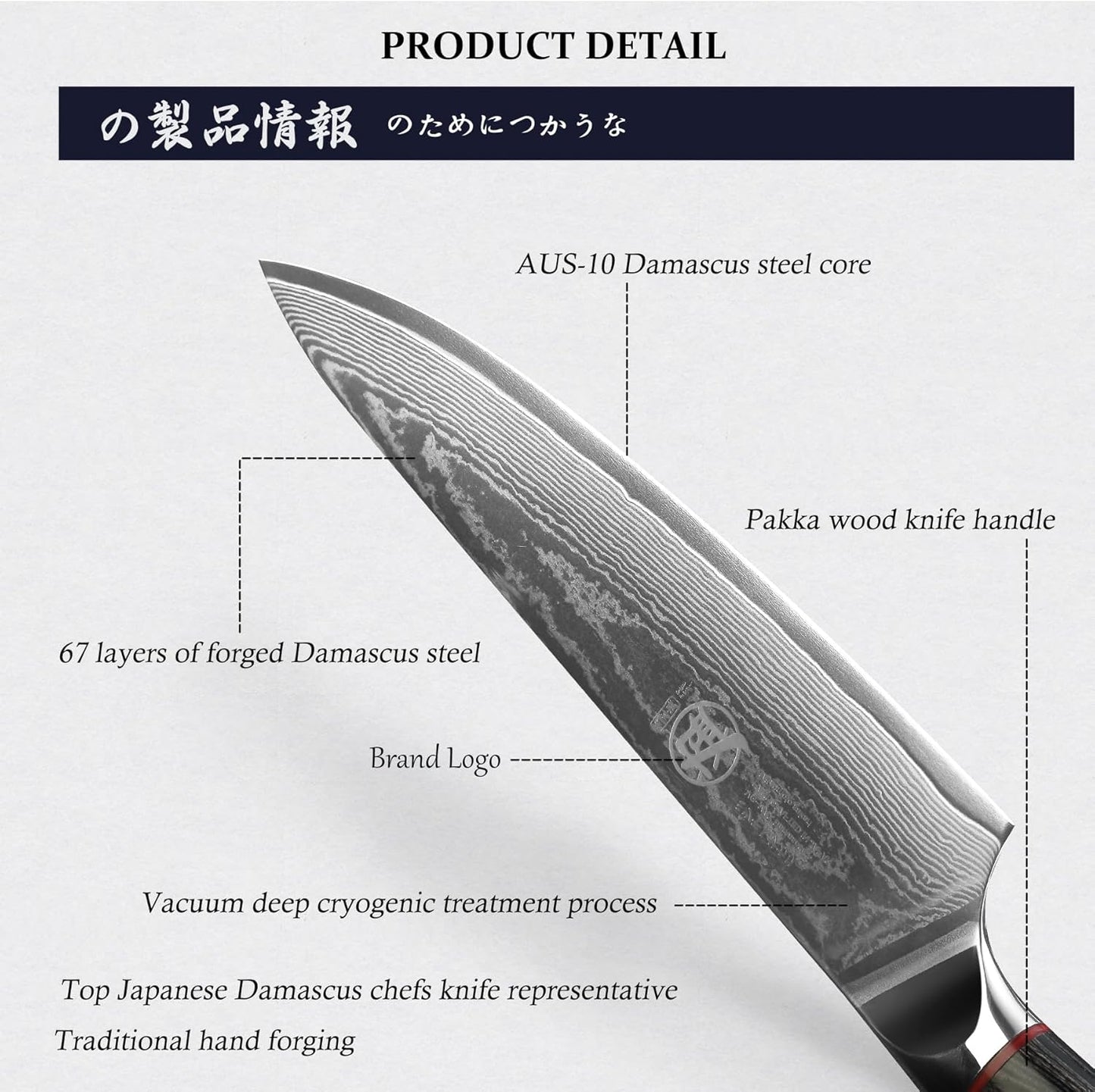 7-Inch Japanese Kiritsuke Chef Knife, AUS-10 Damascus | 67-Layer Forged Construction, Deep-Cryo Heat Treatment, Precision Tip Control, Pakkawood Handle, Sandalwood Box