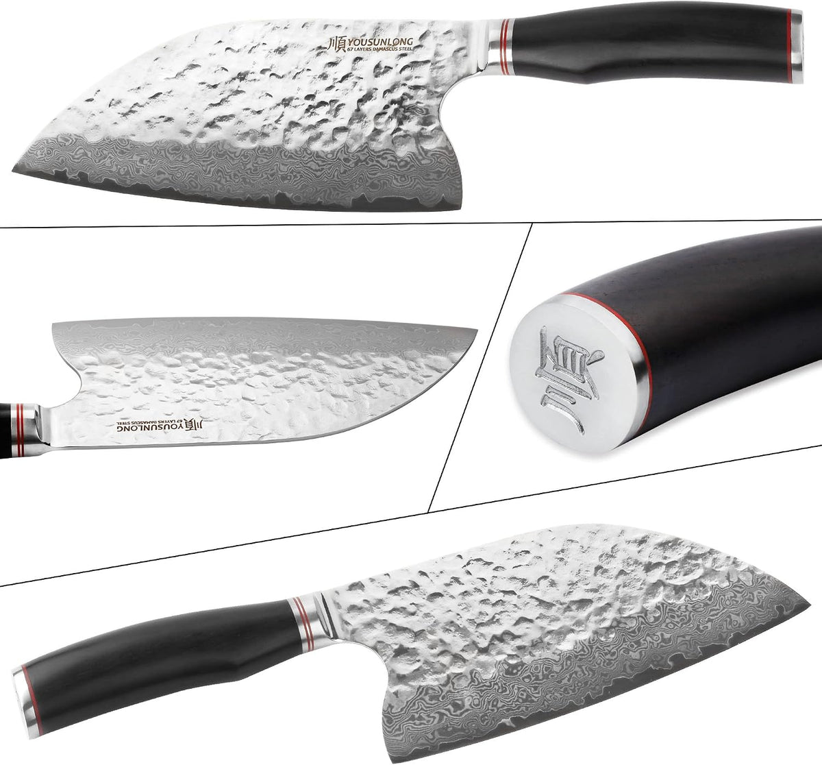 Hybrid Cleaver 8 inch Meat Cleaver Outdoor Serbian Chef Knife-Japanese Damascus Steel - Natural Leadwood Handle with Leather