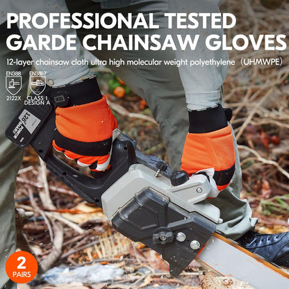 ... 2-Pairs Chainsaw Gloves,Saw Protection on Left Hand Back,Goat Leather(XL,Orange,GA8912)