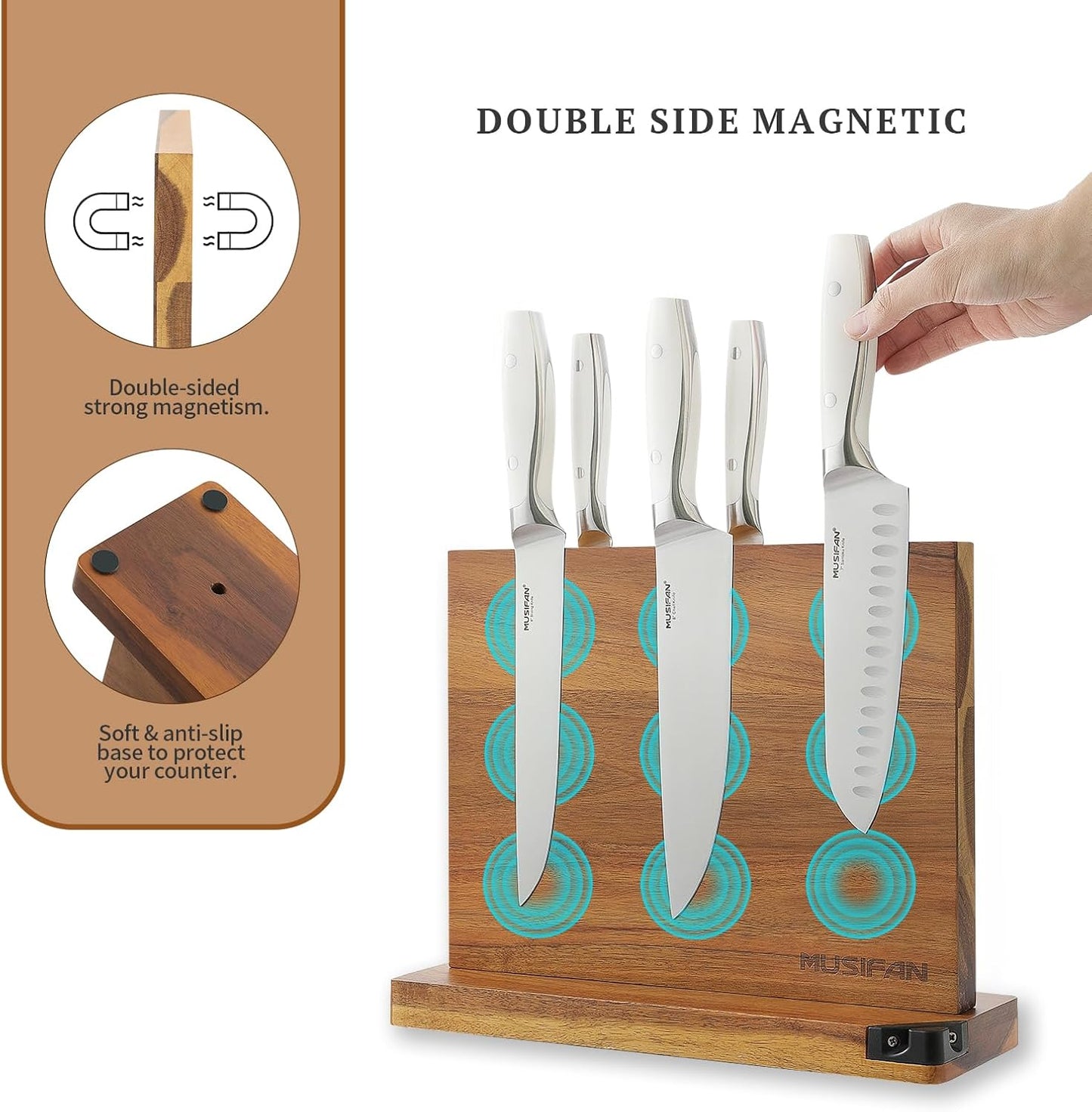 Magnetic Knife Block - Magnetic Knife Holder - Magnetic Knife Stand- Cutlery Display Stand and Storage Rack