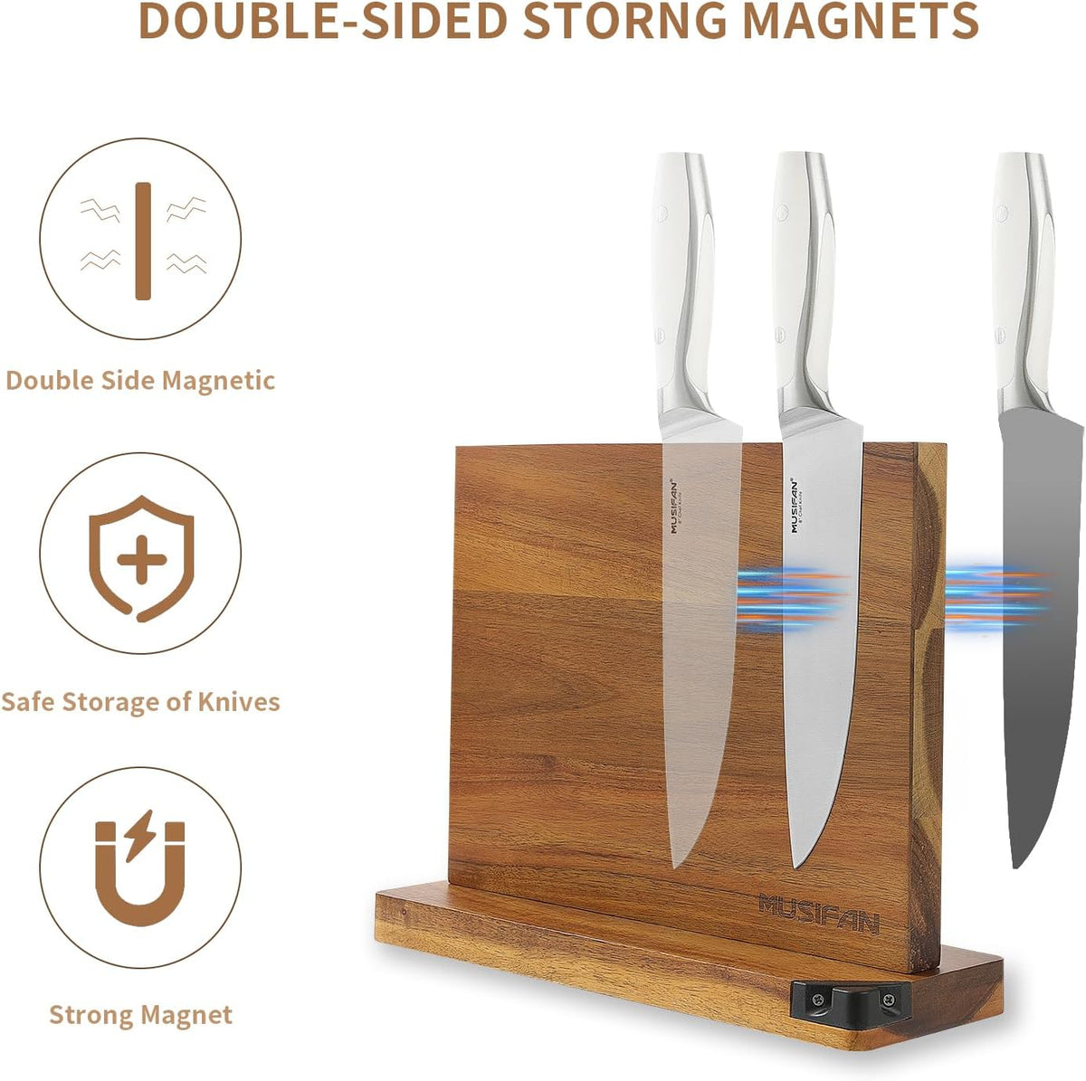 Magnetic Knife Block - Magnetic Knife Holder - Magnetic Knife Stand- Cutlery Display Stand and Storage Rack
