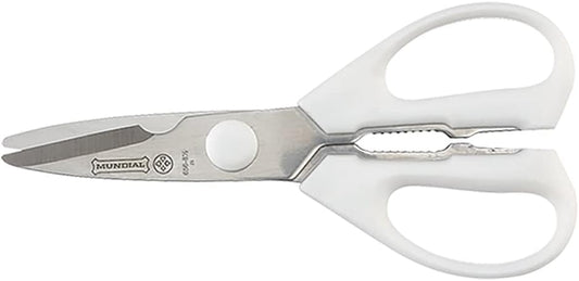 Take-A-Part Kitchen Shears 8.5”, Rounded Tip, Stainless Steel Blades, White Handle – Detachable, Dishwasher Safe, Multipurpose Food Prep Scissors