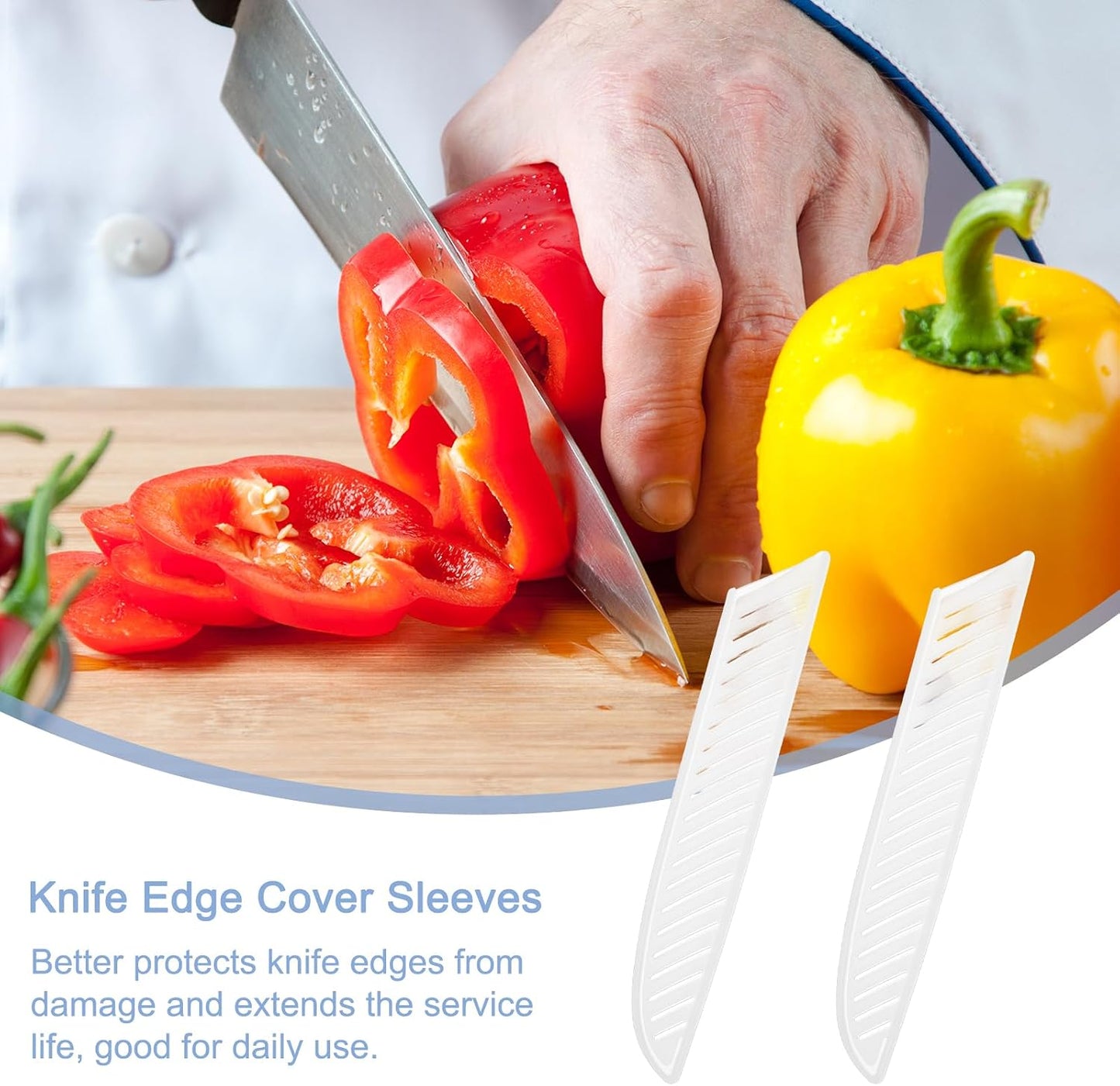 5Pcs Knife Cover Sleeves Blade Edge Guards for 8" Chef Knife Protector Universal Knife Sheath for Kitchen, White