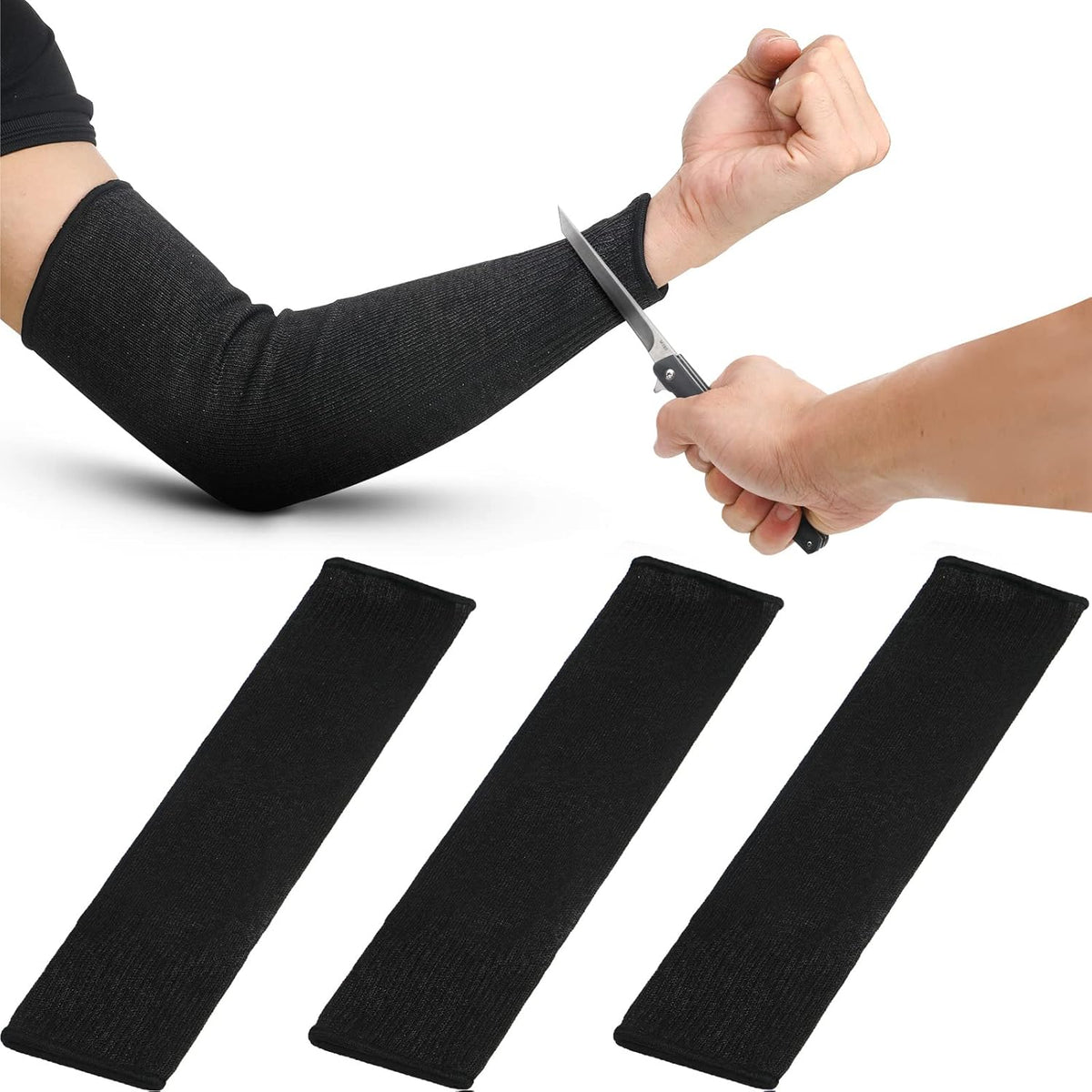 3 Pairs Cut Resistant Arm Protectors for Thin Skin and Bruising Level 5 Arm Protective Sleeves for Men Women (Gray, Pink, Blue)