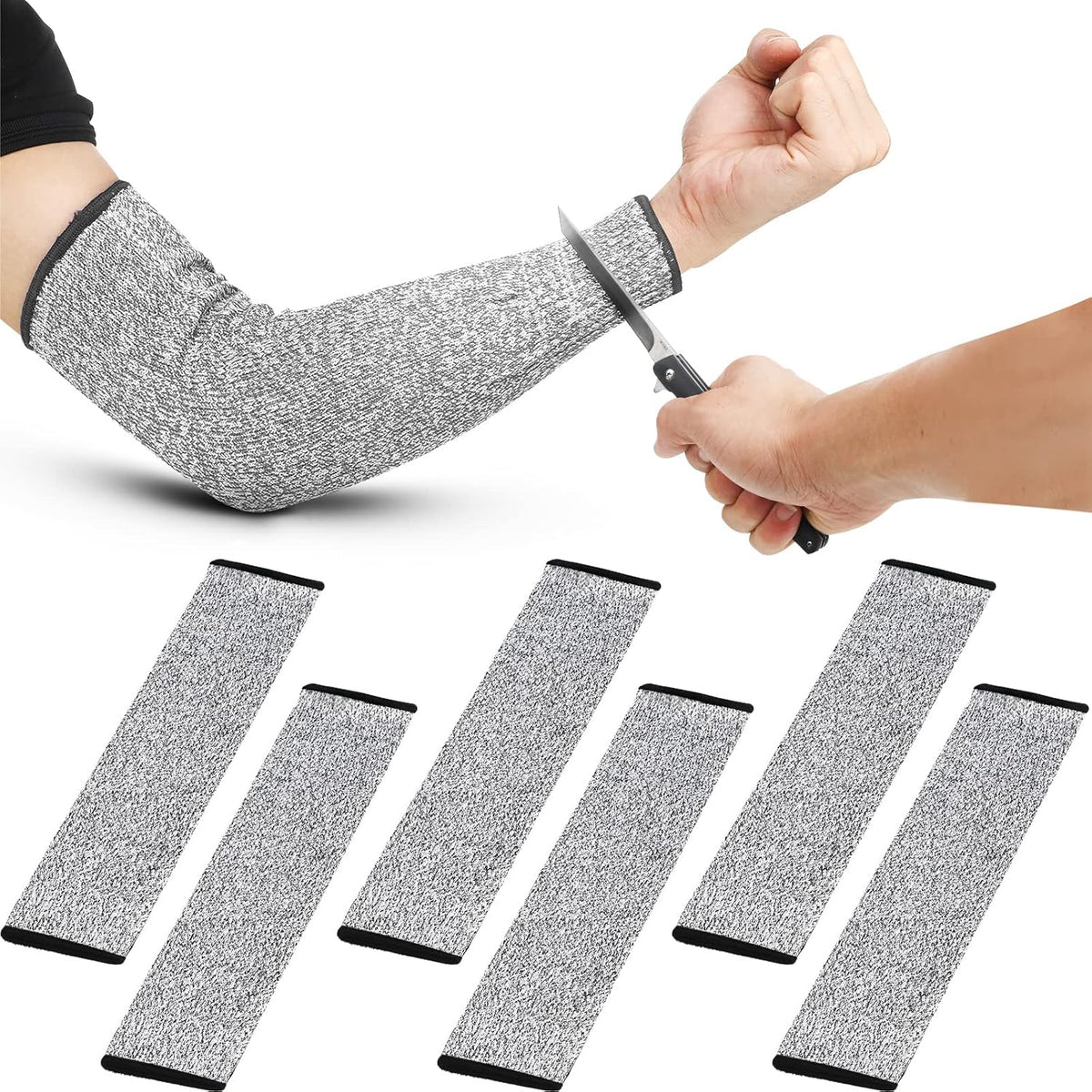 3 Pairs Cut Resistant Arm Protectors for Thin Skin and Bruising Level 5 Arm Protective Sleeves for Men Women (Gray, Pink, Blue)