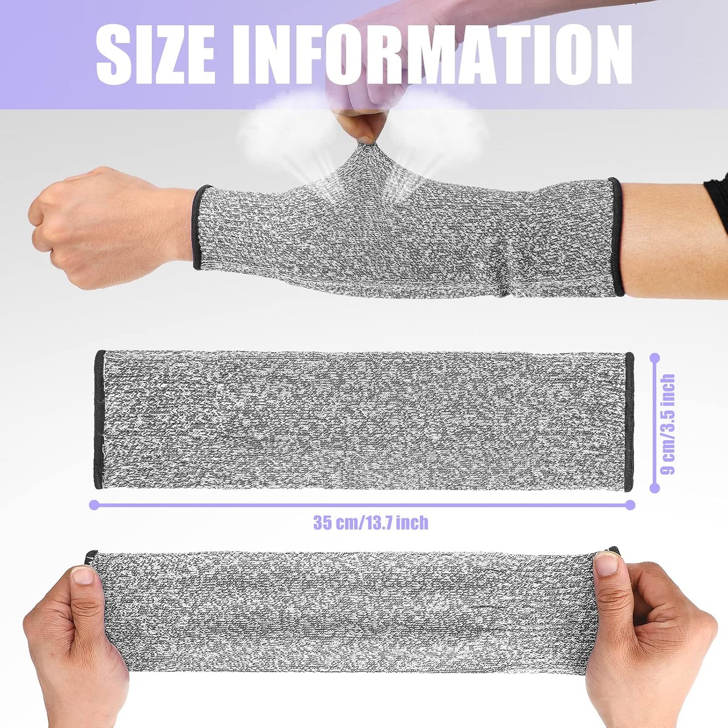 3 Pairs Cut Resistant Arm Protectors for Thin Skin and Bruising Level 5 Arm Protective Sleeves for Men Women (Gray, Pink, Blue)