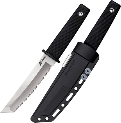 Cold Steel Kobun Serrated 5.5" Japanese AUS8A Stainless Steel American Tanto Shape Fixed Blade Tactical Hunting Knife, Ergonomic Kray-Ex Handle, Secure-Ex Sheath
