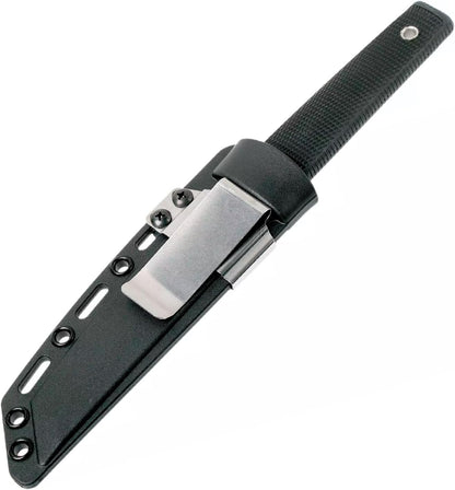 Cold Steel Kobun Serrated 5.5" Japanese AUS8A Stainless Steel American Tanto Shape Fixed Blade Tactical Hunting Knife, Ergonomic Kray-Ex Handle, Secure-Ex Sheath
