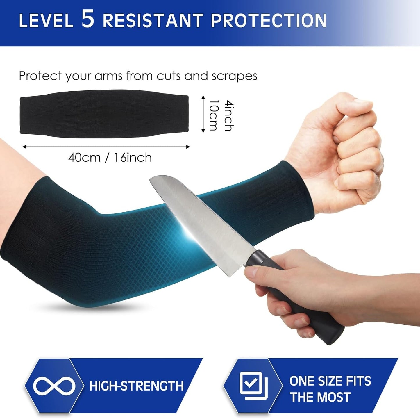 2 Pairs Arm Sleeves Guards Arm Protectors for Thin Skin and Bruising Protective Cut Resistant Sleeves for Men Women(Large,Hppe,Black)