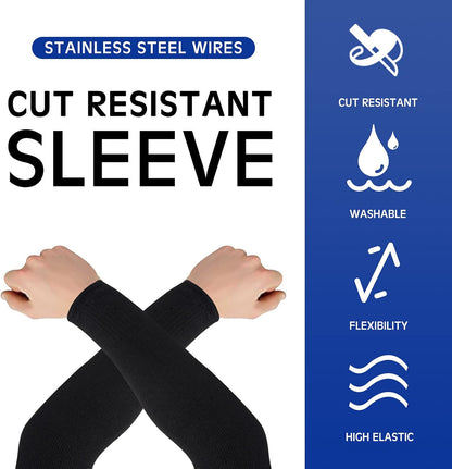 2 Pairs Arm Sleeves Guards Arm Protectors for Thin Skin and Bruising Protective Cut Resistant Sleeves for Men Women(Large,Hppe,Black)