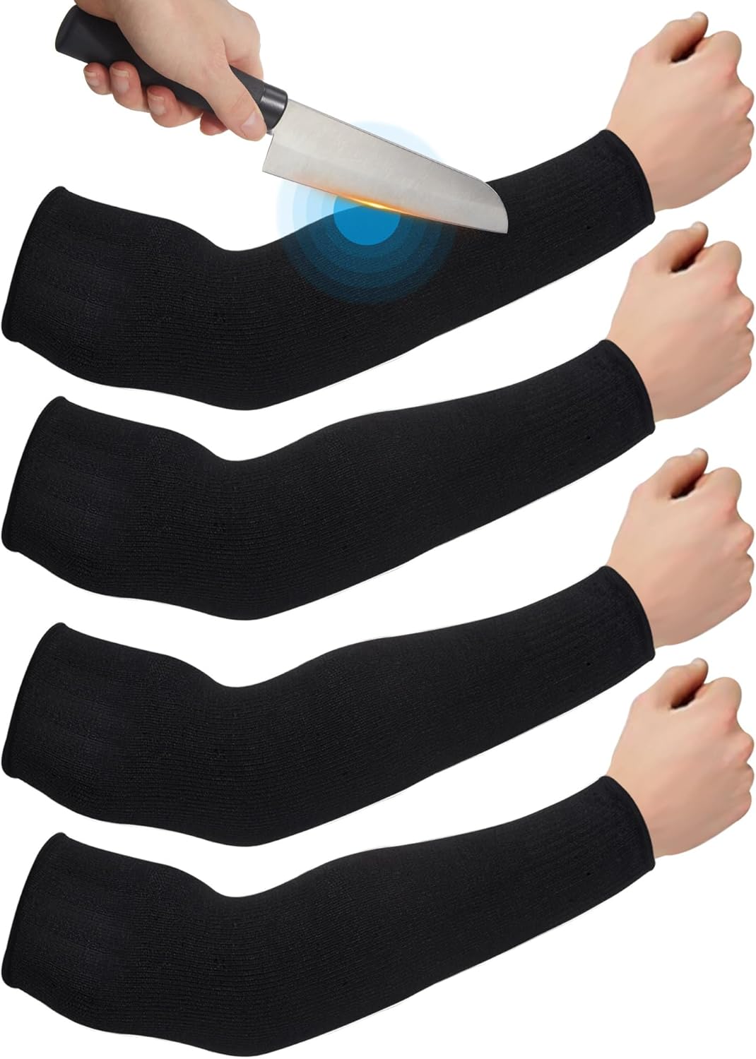 2 Pairs Arm Sleeves Guards Arm Protectors for Thin Skin and Bruising Protective Cut Resistant Sleeves for Men Women(Large,Hppe,Black)