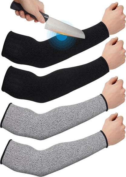 2 Pairs Arm Sleeves Guards Arm Protectors for Thin Skin and Bruising Protective Cut Resistant Sleeves for Men Women(Large,Hppe,Black)