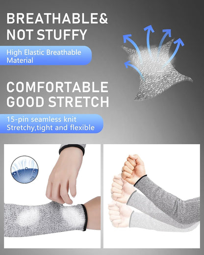 2 Pairs Arm Sleeves Guards Arm Protectors for Thin Skin and Bruising Protective Cut Resistant Sleeves for Men Women(Large,Hppe,Black)