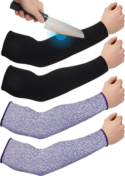 2 Pairs Arm Sleeves Guards Arm Protectors for Thin Skin and Bruising Protective Cut Resistant Sleeves for Men Women(Large,Hppe,Black)