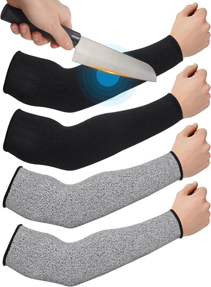 2 Pairs Arm Sleeves Guards Arm Protectors for Thin Skin and Bruising Protective Cut Resistant Sleeves for Men Women(Large,Hppe,Black)
