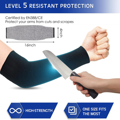 2 Pairs Arm Sleeves Guards Arm Protectors for Thin Skin and Bruising Protective Cut Resistant Sleeves for Men Women(Large,Hppe,Black)