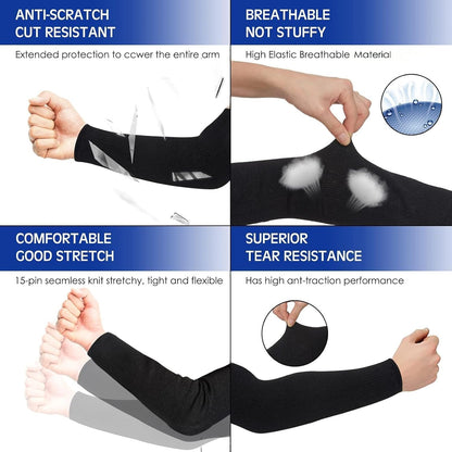 2 Pairs Arm Sleeves Guards Arm Protectors for Thin Skin and Bruising Protective Cut Resistant Sleeves for Men Women(Large,Hppe,Black)