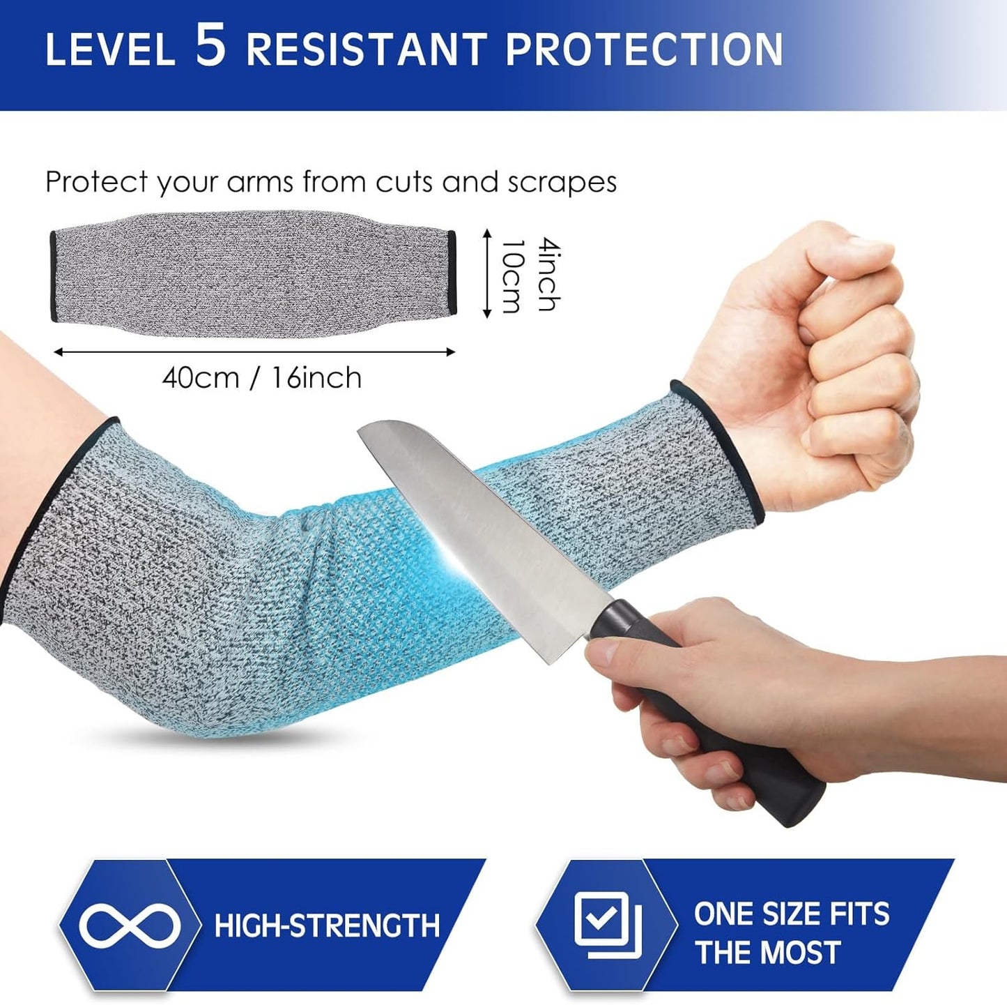 2 Pairs Arm Sleeves Guards Arm Protectors for Thin Skin and Bruising Protective Cut Resistant Sleeves for Men Women(Large,Hppe,Black)