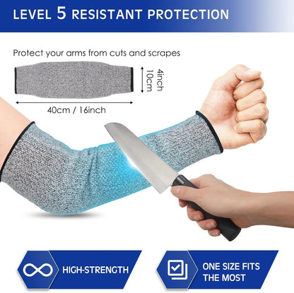 2 Pairs Arm Sleeves Guards Arm Protectors for Thin Skin and Bruising Protective Cut Resistant Sleeves for Men Women(Large,Hppe,Black)