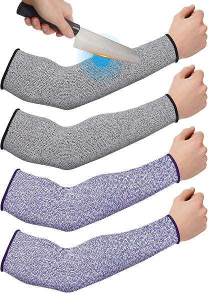 2 Pairs Arm Sleeves Guards Arm Protectors for Thin Skin and Bruising Protective Cut Resistant Sleeves for Men Women(Large,Hppe,Black)