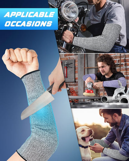 2 Pairs Arm Sleeves Guards Arm Protectors for Thin Skin and Bruising Protective Cut Resistant Sleeves for Men Women(Large,Hppe,Black)