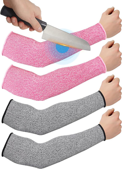 2 Pairs Arm Sleeves Guards Arm Protectors for Thin Skin and Bruising Protective Cut Resistant Sleeves for Men Women(Large,Hppe,Black)