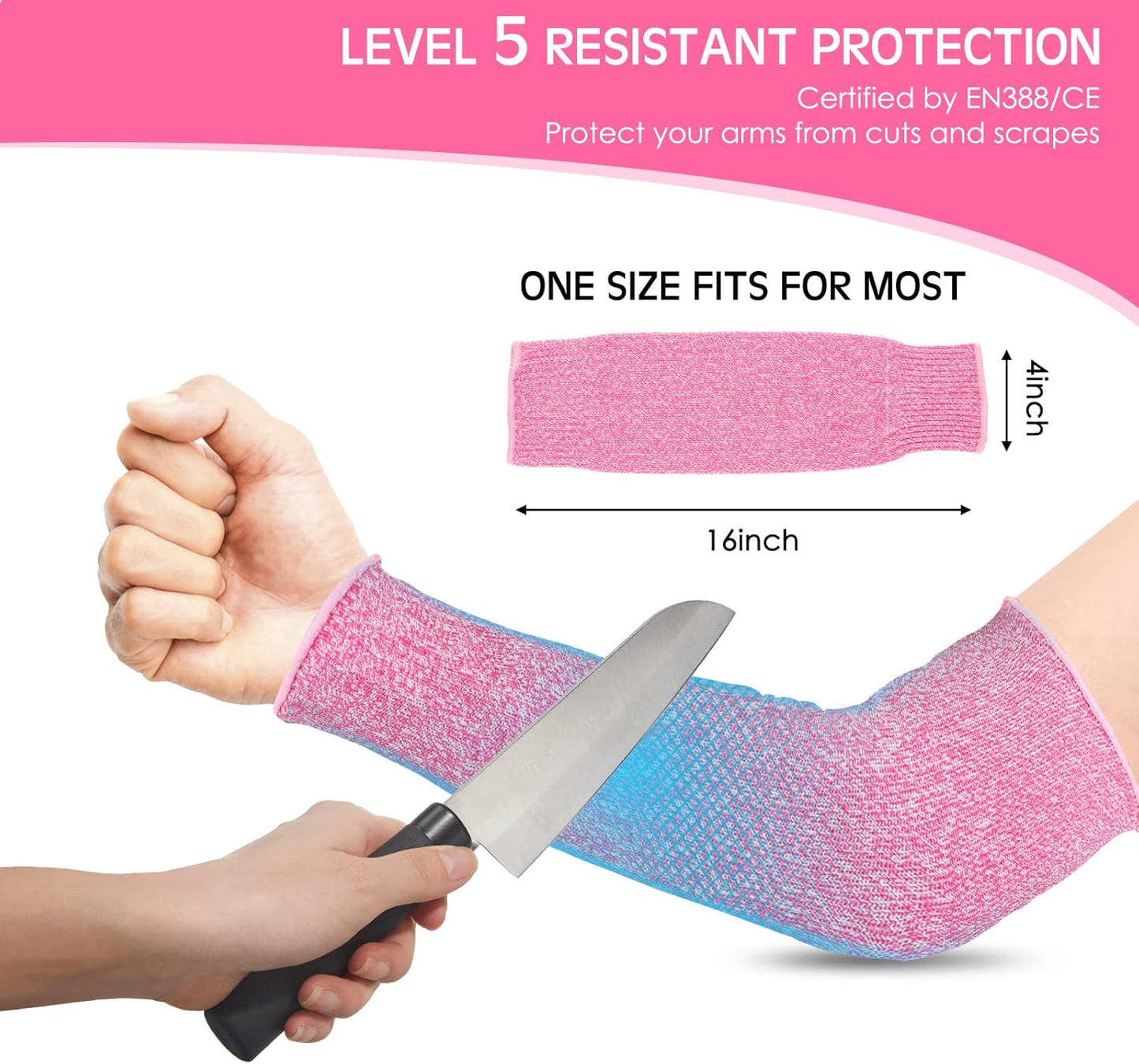 2 Pairs Arm Sleeves Guards Arm Protectors for Thin Skin and Bruising Protective Cut Resistant Sleeves for Men Women(Large,Hppe,Black)