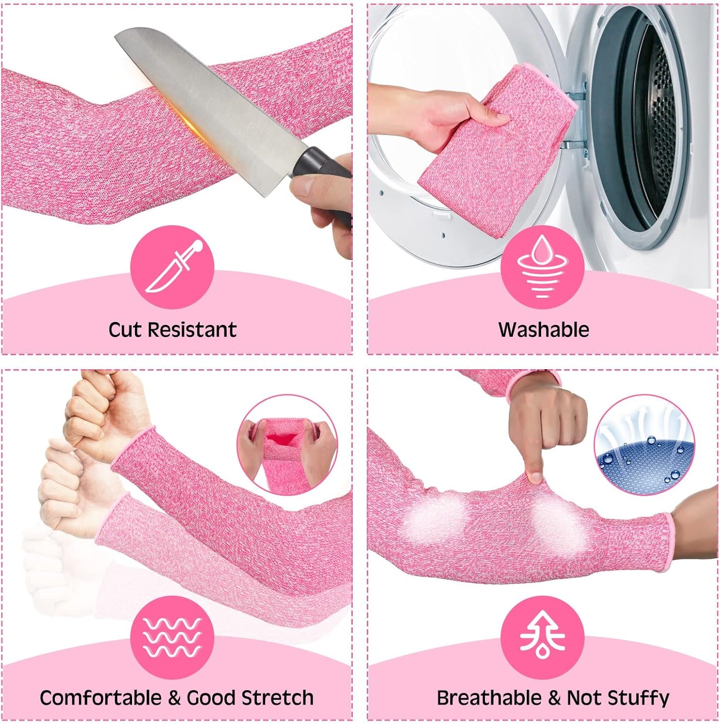 2 Pairs Arm Sleeves Guards Arm Protectors for Thin Skin and Bruising Protective Cut Resistant Sleeves for Men Women(Large,Hppe,Black)
