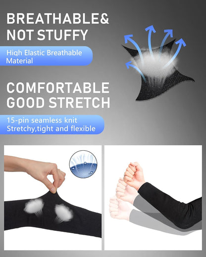 2 Pairs Arm Sleeves Guards Arm Protectors for Thin Skin and Bruising Protective Cut Resistant Sleeves for Men Women(Large,Hppe,Black)