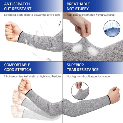 2 Pairs Arm Sleeves Guards Arm Protectors for Thin Skin and Bruising Protective Cut Resistant Sleeves for Men Women(Large,Hppe,Black)