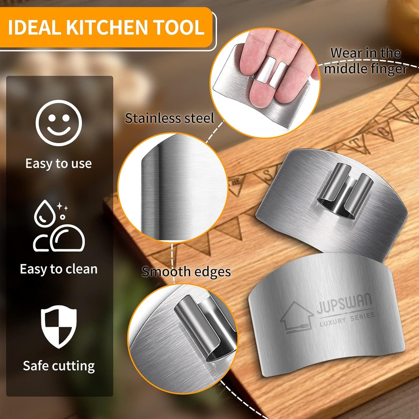 Finger Guards for Cutting Kitchen Tool Stainless Steel Finger Guard Finger Protector Avoid Hurting When Slicing and Dicing 2 Pack
