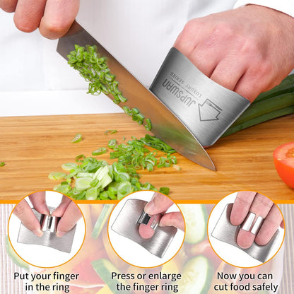 Finger Guards for Cutting Kitchen Tool Stainless Steel Finger Guard Finger Protector Avoid Hurting When Slicing and Dicing 2 Pack