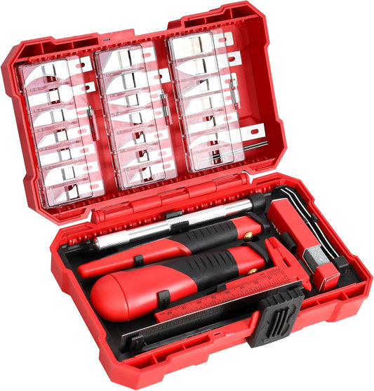 40-Piece Precision Hobby Knife Set, 3pcs Craft Knives with 33pcs Blades, Exacto Knife Set Included Tweezers, Grindstone, Steel Ruler, Vernier Caliper and Storage Case