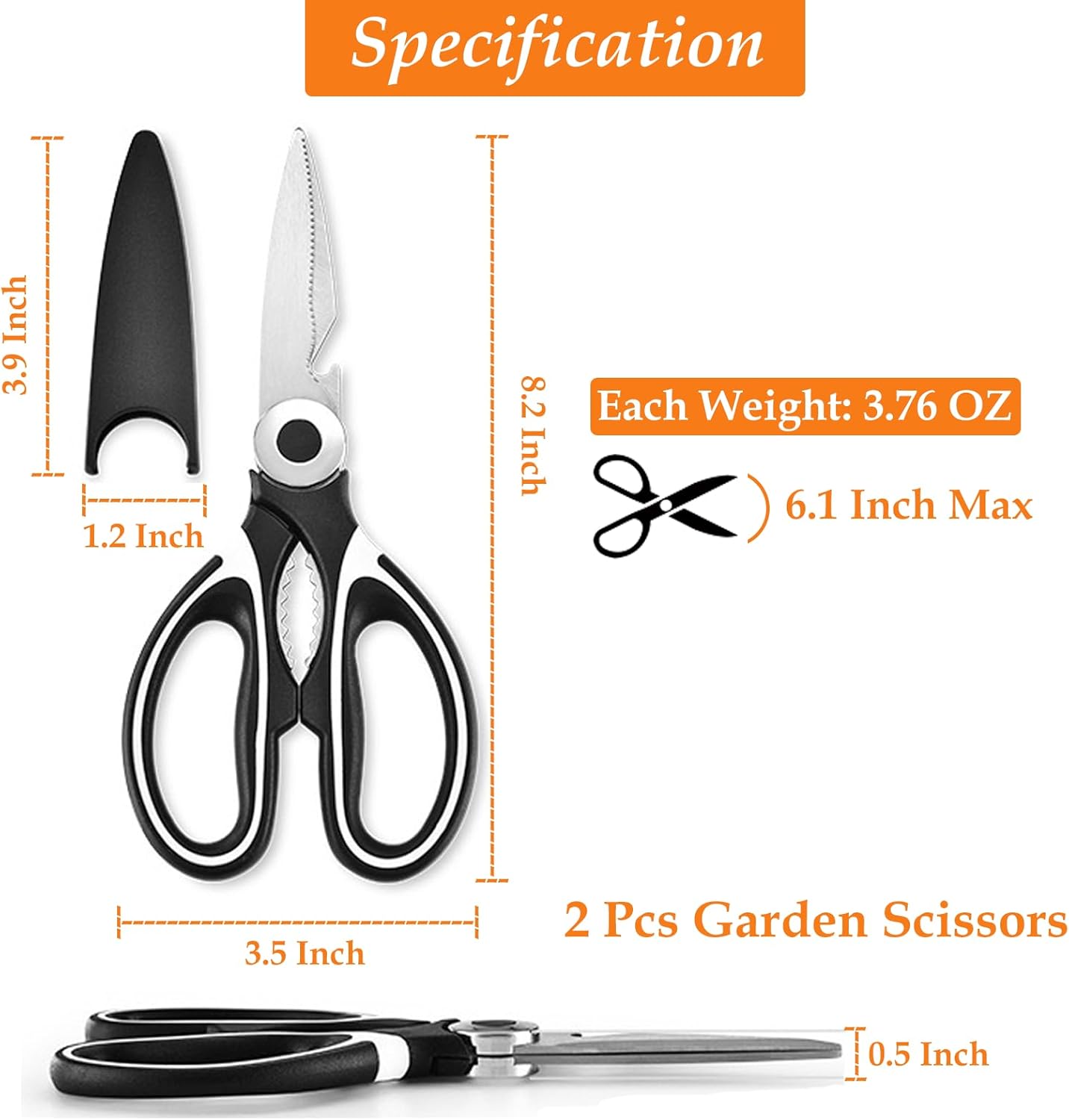 2 Pcs Multifunctional Garden Shears Flower Scissors | Premium Thickened Stainless Steel Gardening Floral Scissors Pruning Shears for Flower Bar Supplies Arrangement, Garden Tools