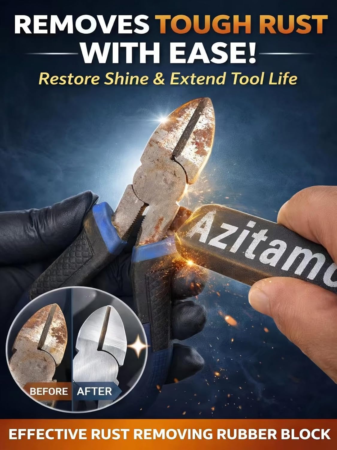 Rust Eraser, Cast Iron Rust Remover, Remove Rust from Any Metallic Surface - 2 Pack