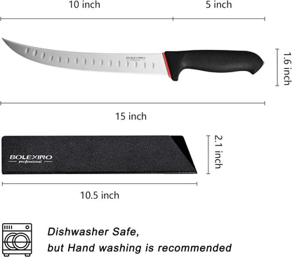 12 Inch Brisket Slicing Knife,Carving Knifewith Granton Edge, X50CrMoV15 Stainless Steel Butcher Knife with Ergonomic Non-Slip Handle for Meat Cutting, BBQ & Turkey