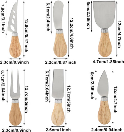 12 Pcs Wooden Handle Cheese Knives Set