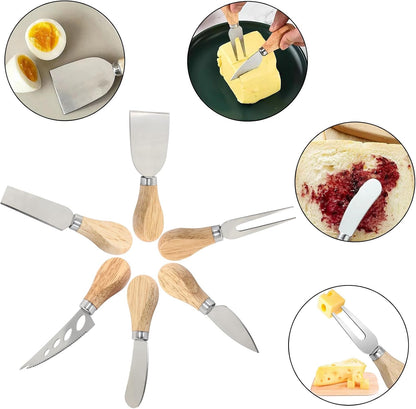 12 Pcs Wooden Handle Cheese Knives Set