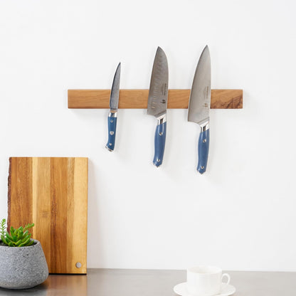 Eco Tek 17.7 Inch Magnetic Knife Holder For Wall 1 Powerful Knife Magnetic Strip - Space-Saving Organizer Securely Hang Kitchen Utensils or Tools Natural Wood Knife Hanger