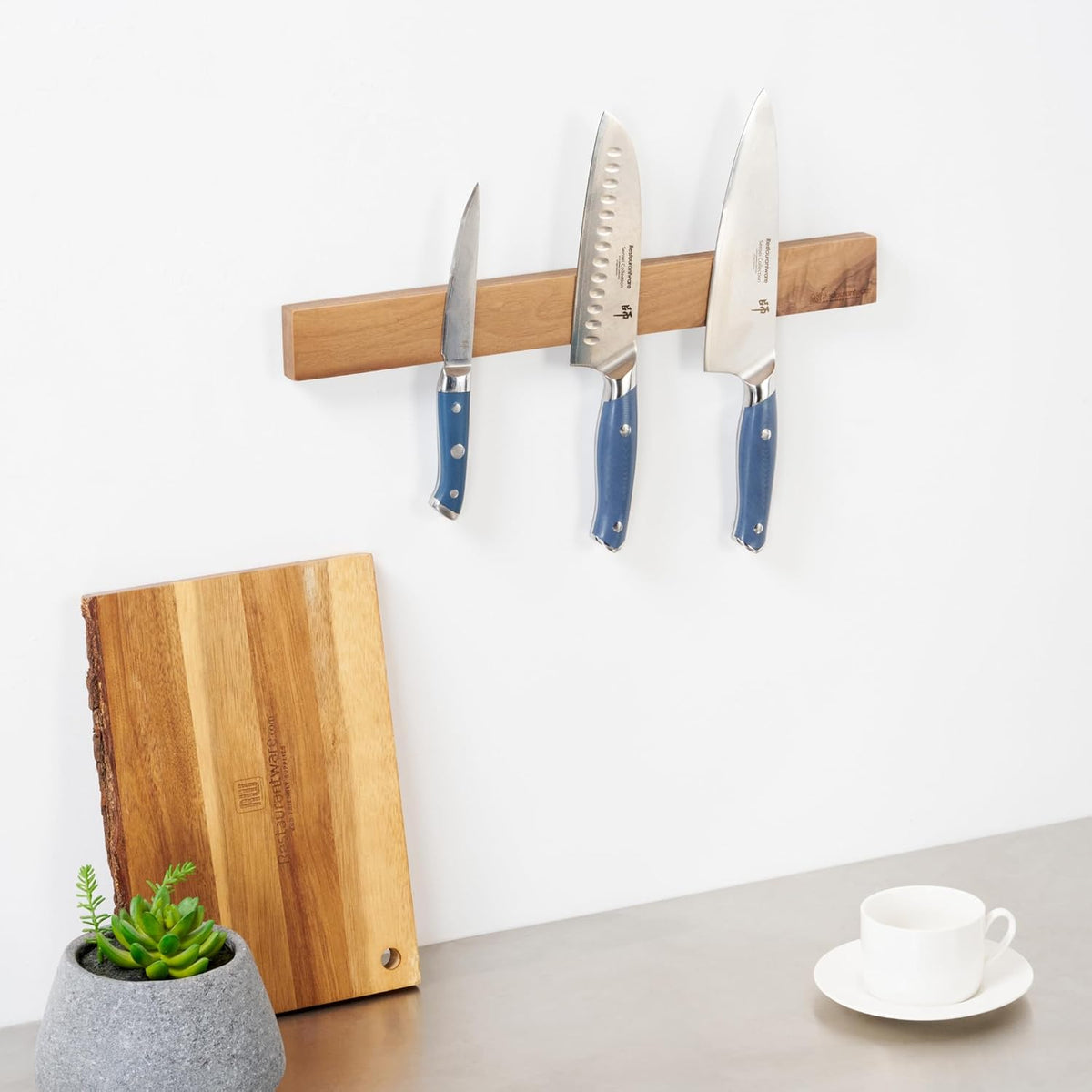 Eco Tek 17.7 Inch Magnetic Knife Holder For Wall 1 Powerful Knife Magnetic Strip - Space-Saving Organizer Securely Hang Kitchen Utensils or Tools Natural Wood Knife Hanger