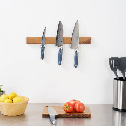 Eco Tek 17.7 Inch Magnetic Knife Holder For Wall 1 Powerful Knife Magnetic Strip - Space-Saving Organizer Securely Hang Kitchen Utensils or Tools Natural Wood Knife Hanger