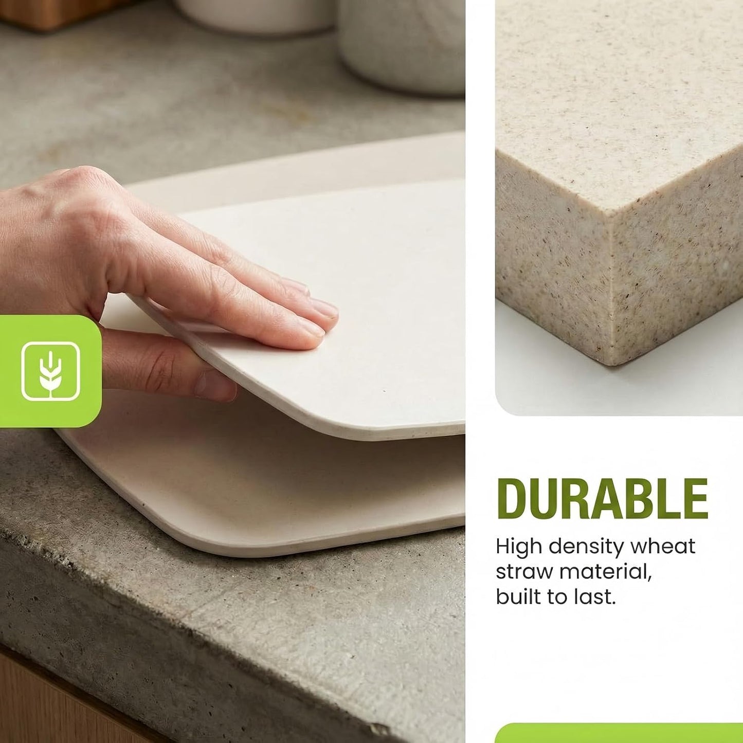 2-Piece Wheat Straw Cutting Boards Set, 2 Sizes with Secure Non-Slip Base, Dishwasher Safe, Gentle on Knives, Plastic - Gluten Free & BPA Free Chopping Boards for Kitchen