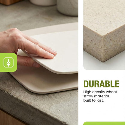 2-Piece Wheat Straw Cutting Boards Set, 2 Sizes with Secure Non-Slip Base, Dishwasher Safe, Gentle on Knives, Plastic - Gluten Free & BPA Free Chopping Boards for Kitchen