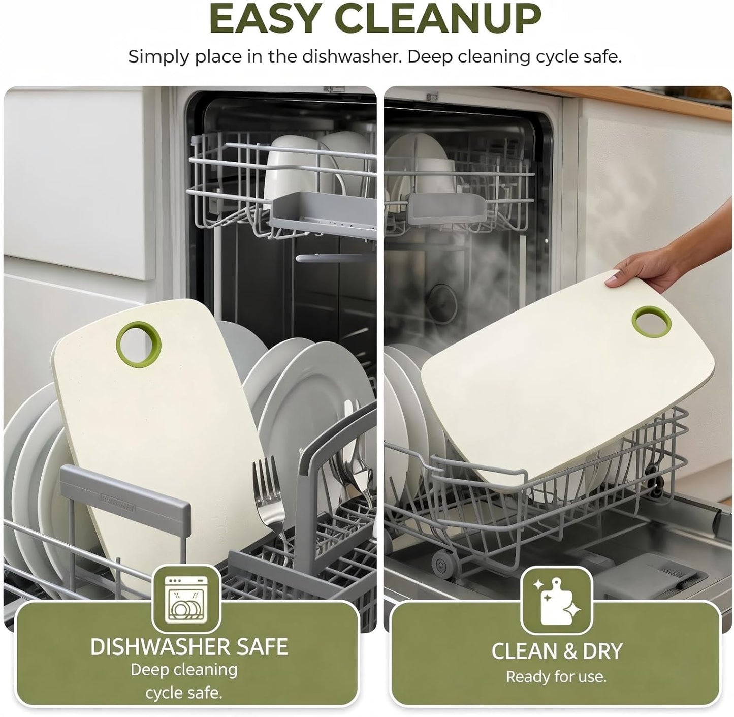 2-Piece Wheat Straw Cutting Boards Set, 2 Sizes with Secure Non-Slip Base, Dishwasher Safe, Gentle on Knives, Plastic - Gluten Free & BPA Free Chopping Boards for Kitchen