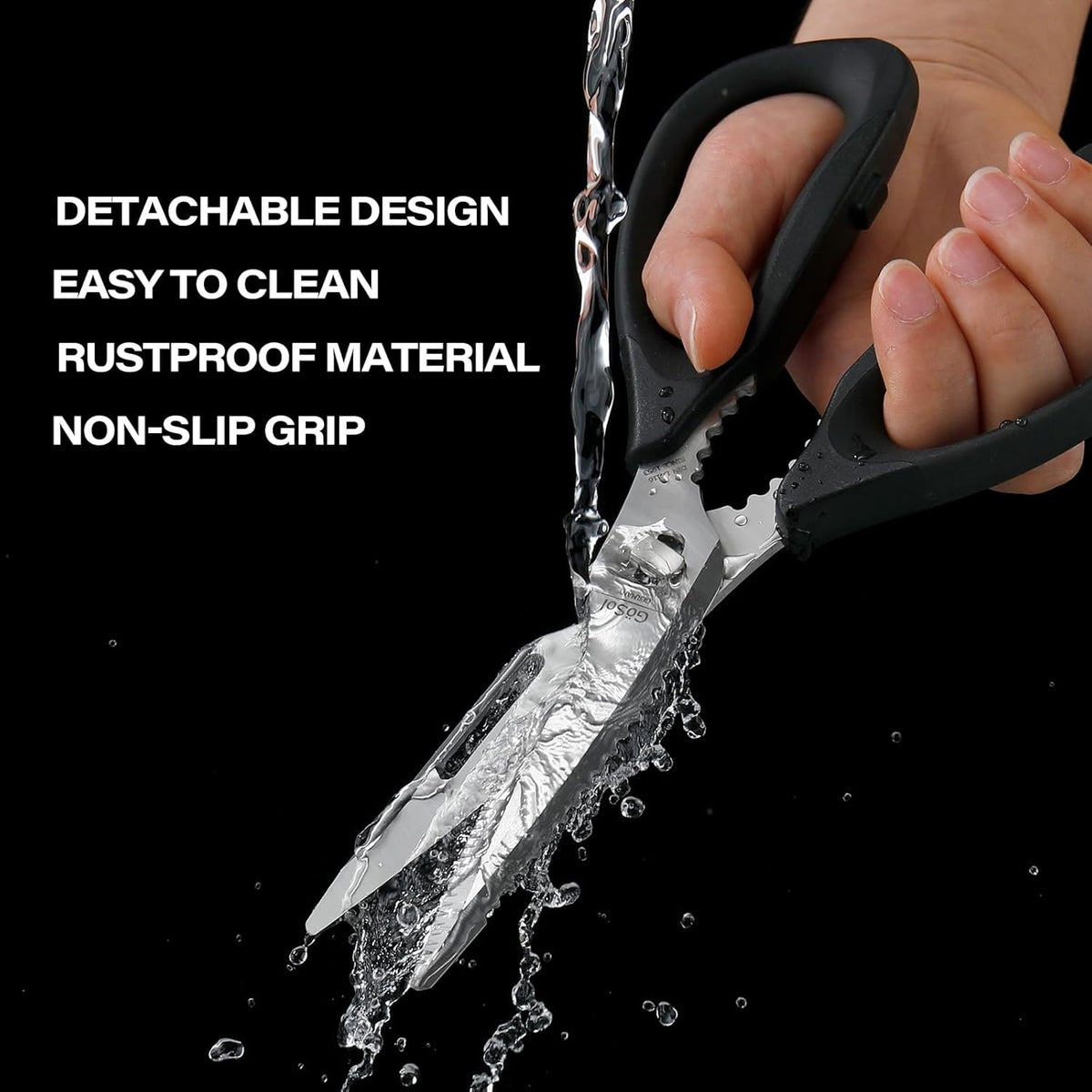 Kitchen Shears Kitchen Scissors Come Apart Kitch Scissor for Food Heavy Duty Chicken Bone Nutcracker Bottle Can Opener Shears with Serrated Blade Premium Black Titanium Plated Stainless Steel 01A